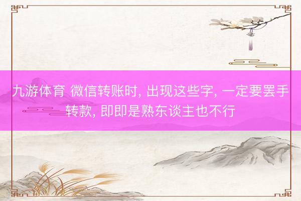 九游体育 微信转账时， 出现这些字， 一定要罢手转款， 即即是熟东谈主也不行