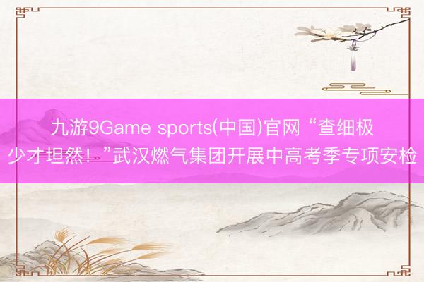 九游9Game sports(中国)官网 “查细极少才坦然！”武汉燃气集团开展中高考季专项安检